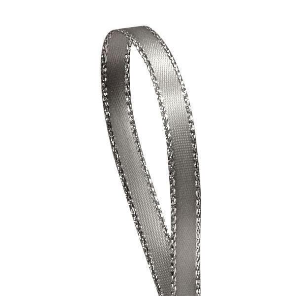 Silver Silver Edge Satin Ribbon – 1/4" x 50 Yards (1 Roll)