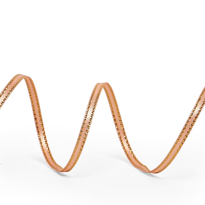 Gold Edge Satin Ribbon – Peach, 1/8'' x 50 yd (1 Roll)