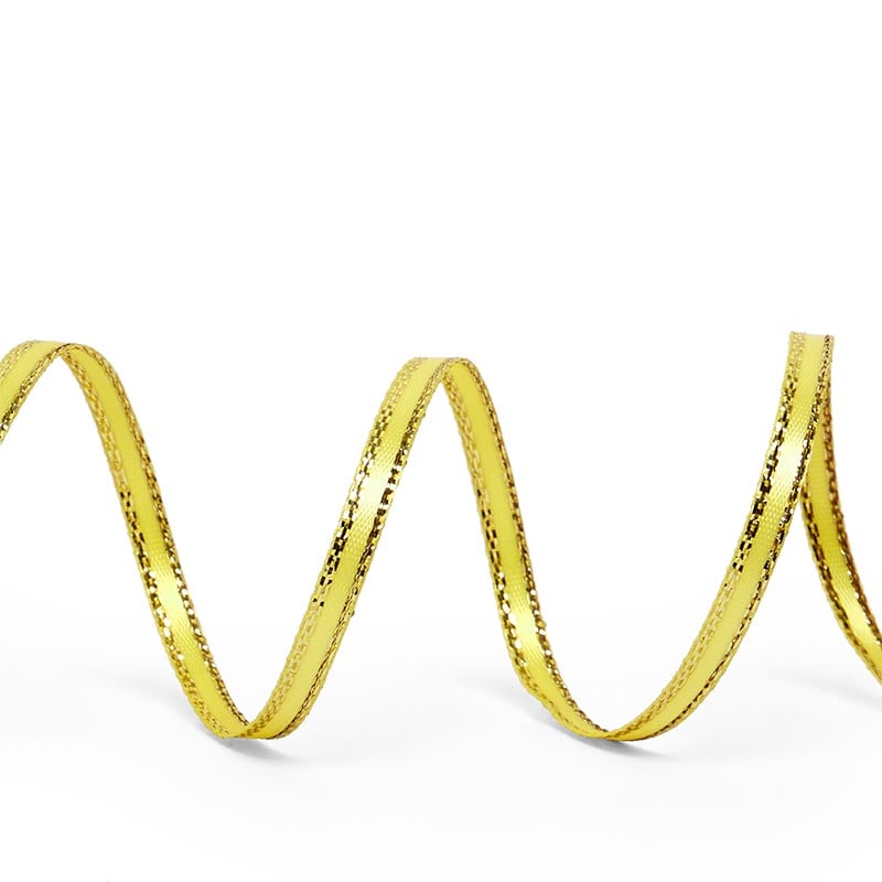 Gold Edge Satin Ribbon – Yellow, 1/8'' x 50 yd (1 Roll)