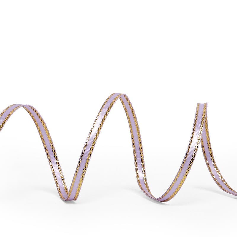 Gold Edge Satin Ribbon – Lavender, 1/8'' x 50 yd (1 Roll)