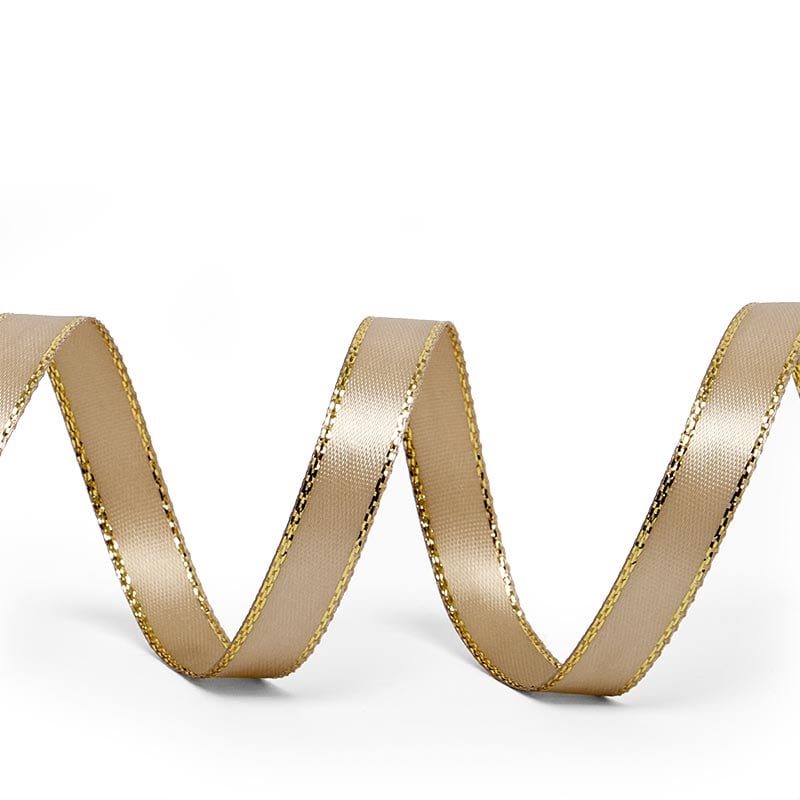 Gold Edge Satin Ribbon – Toffee, 3/8'' x 50 yd (1 Roll)