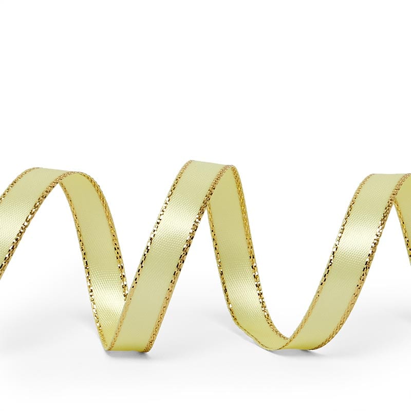 Gold Edge Satin Ribbon – Baby Maize, 3/8'' x 50 yd (1 Roll)