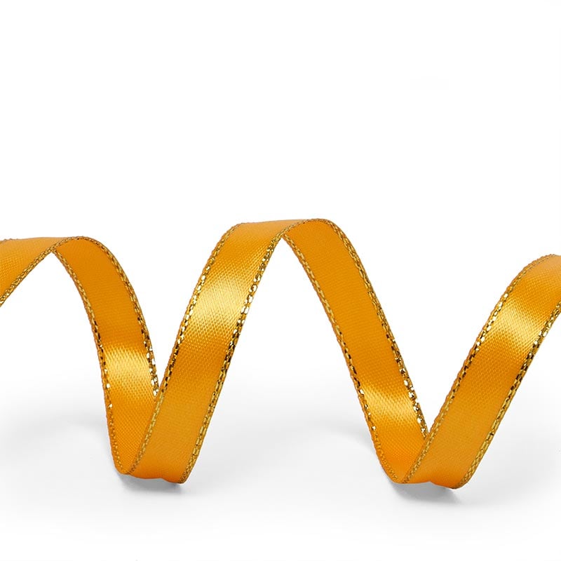 Gold Edge Satin Ribbon – Light Gold, 3/8'' x 50 yd (1 Roll)