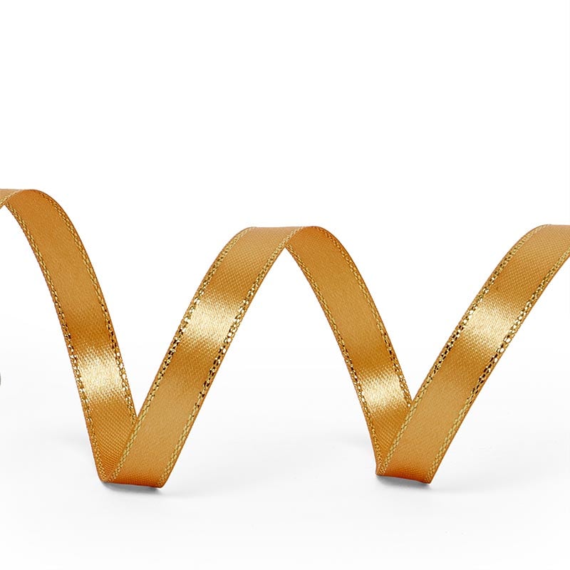 Gold Edge Satin Ribbon – Antique Gold, 3/8'' x 50 yd (1 Roll)
