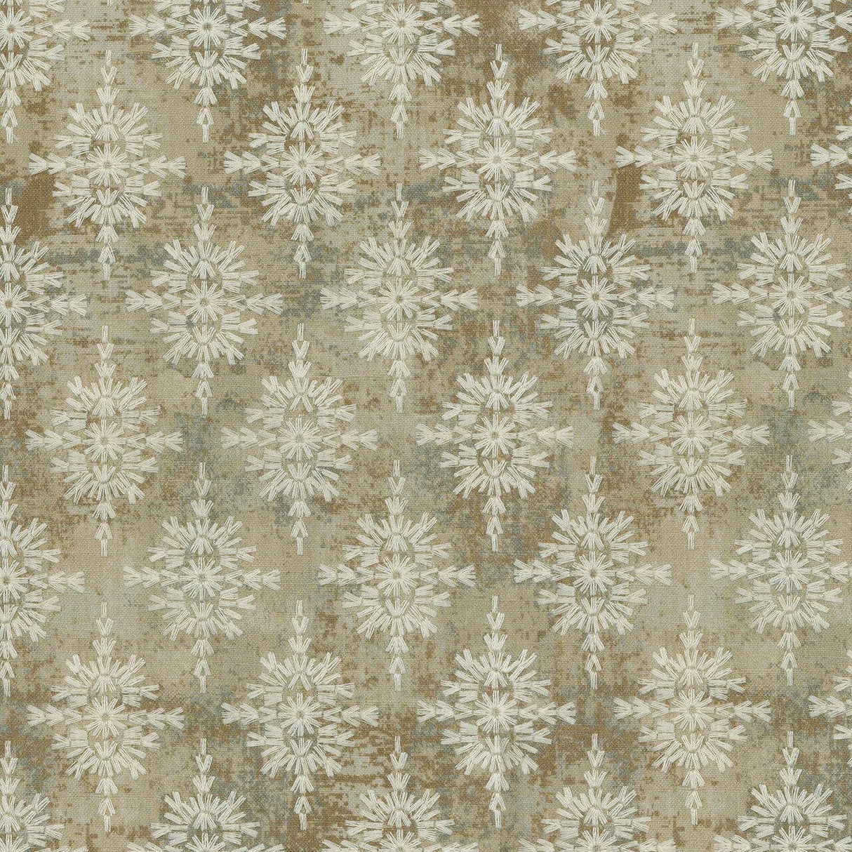 P Kaufmann Embroidered Asterisk Driftwood Cotton Fabric - Taupe, Beige, Steel Blue, 54" Width, Medallion Southwestern Lodge Pattern (1 Yard)
