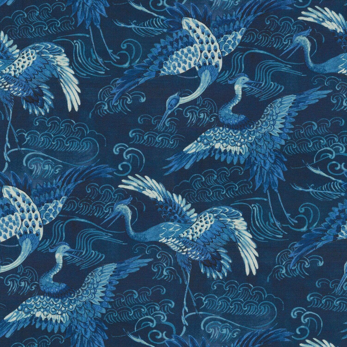 Long Life Baltic Blue Birds Cotton Fabric - Blue Birds, 54" Width (1 Yard)