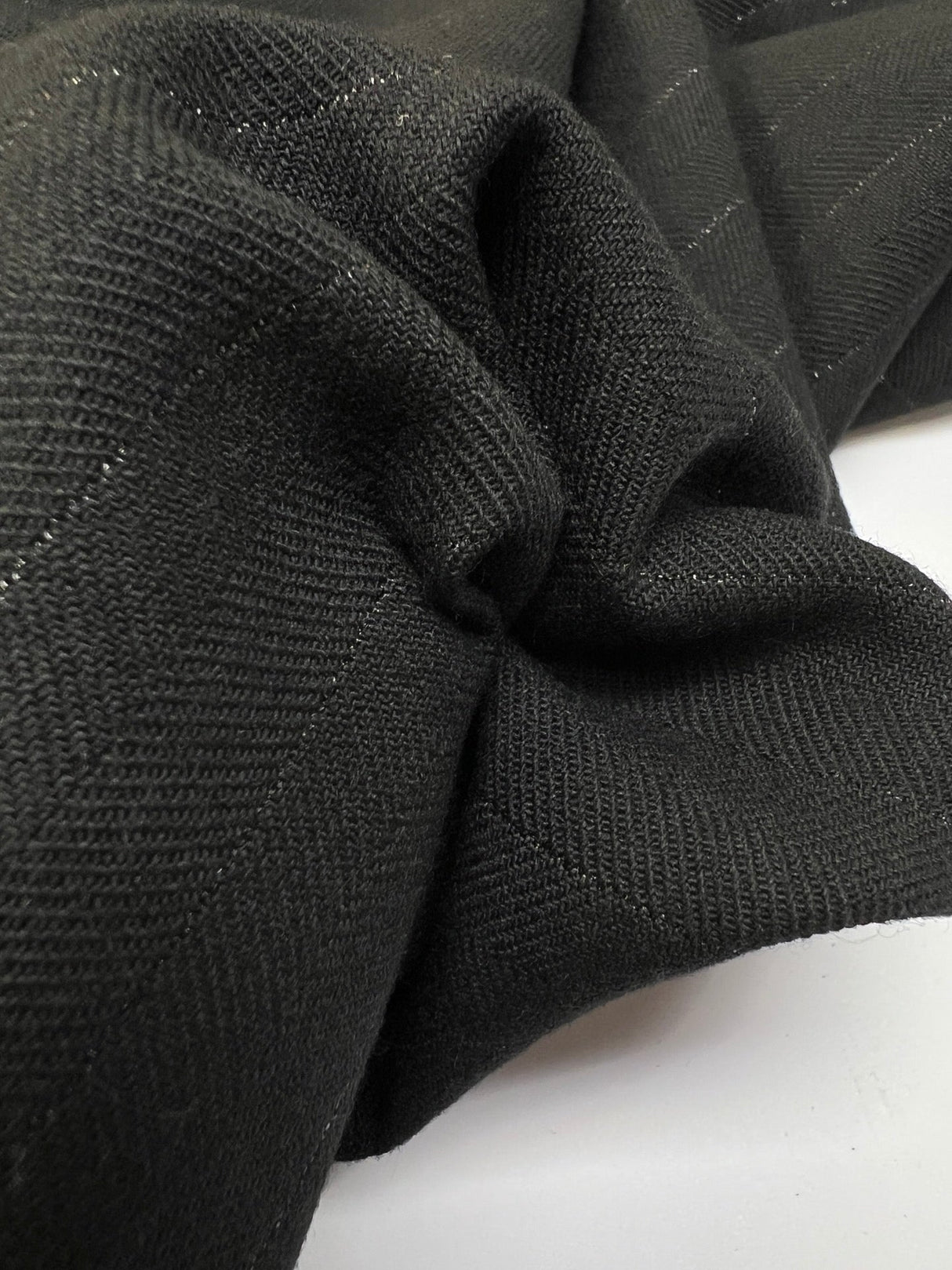Black Cotton Lurex Twill Fabric