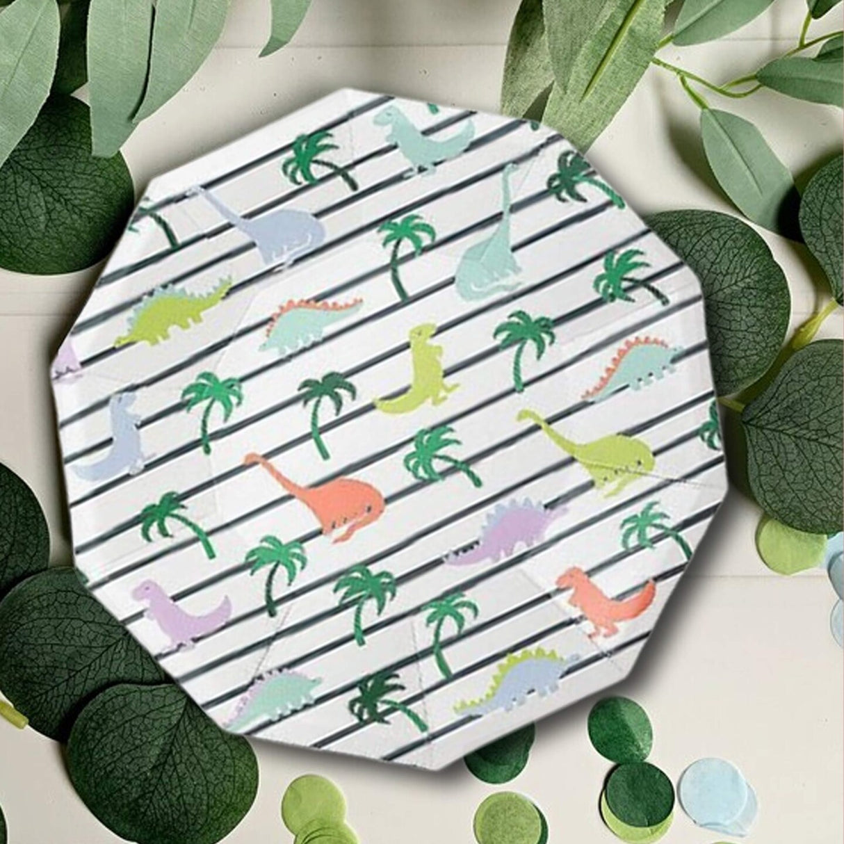 10 Count Dino Mite Small Paper Plates 7.25 Inch Fun Dinosaur Party Plates for Kids