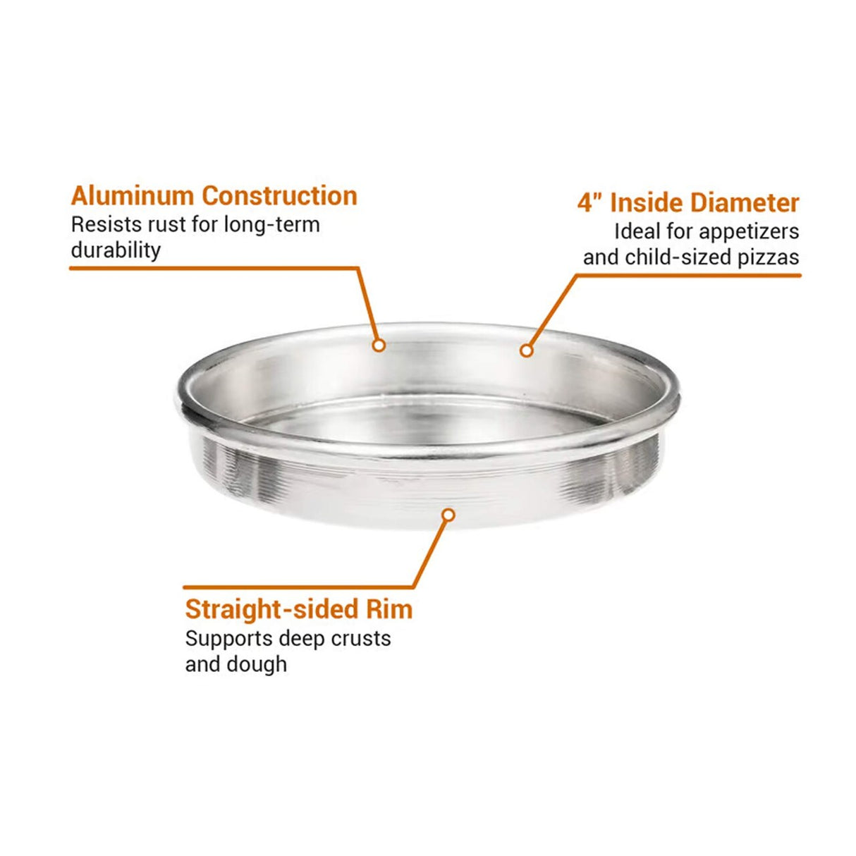 Deep Dish Round Aluminum Pizza Pan Solid 4 Inch