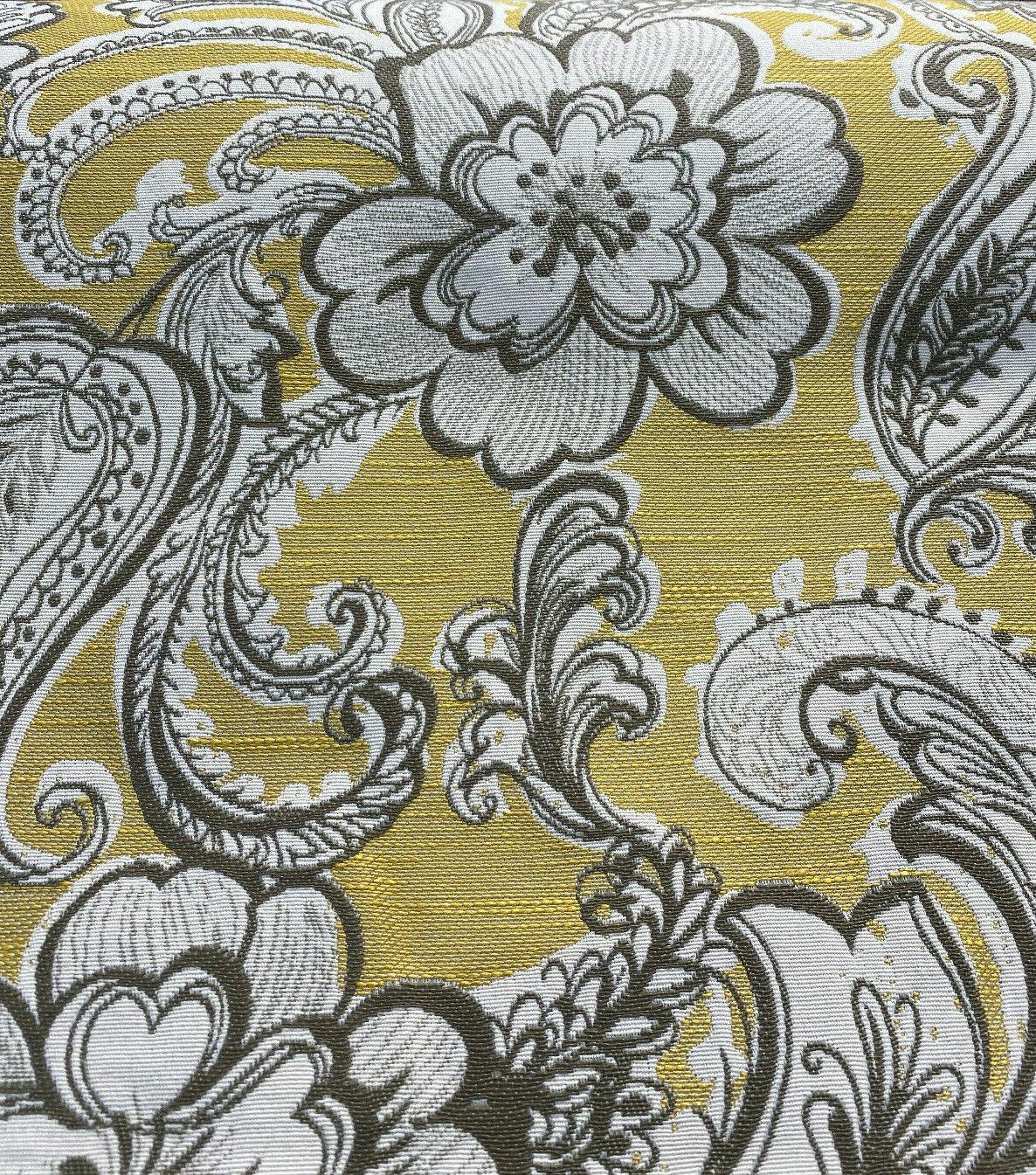 Swavelle Paisley Life Chenille Upholstery Fabric - Golden Yellow Paisley, 58" Width (1 Yard)