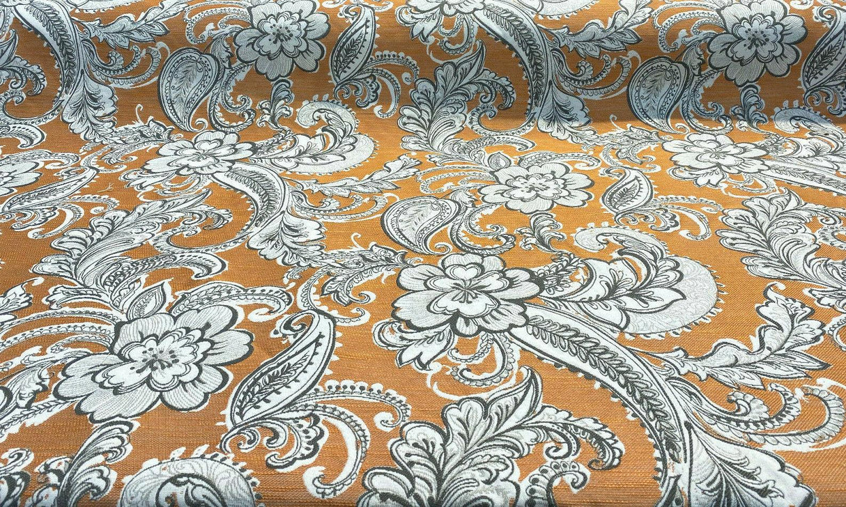 Swavelle Paisley Life Chenille Upholstery Fabric - Burnt Orange Paisley, 58" Width (1 Yard)