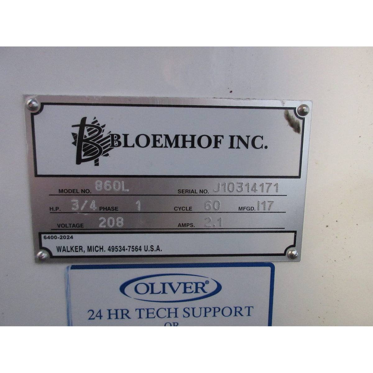 Bloemhof 860L Bread Moulder, Includes 2 Pressure Plates, Used Excellent Condition