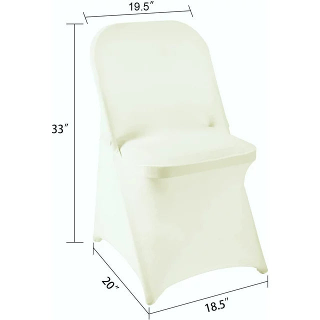 Ivory Spandex Stretchable Folding Chair Covers - Ivory Stretch Fabric, Chair Cover, Party Wedding Event Decor, 16" Tall X 36" Long