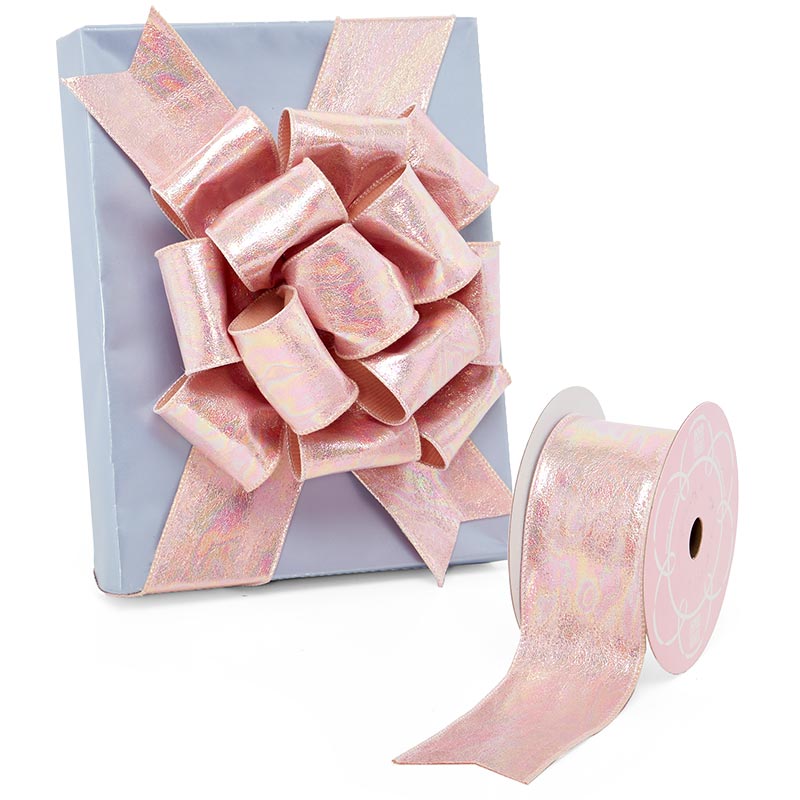 Metallic Pink Iridescent Wired Ribbon 2 1/2 '' X 10 yd - 1 / ROLL
