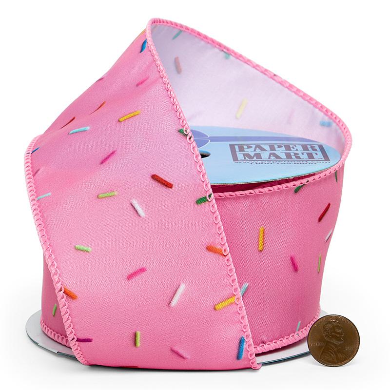 Candy Sprinkles On Wired Ribbon 2 1/2 '' X 10 yd - 1 / ROLL