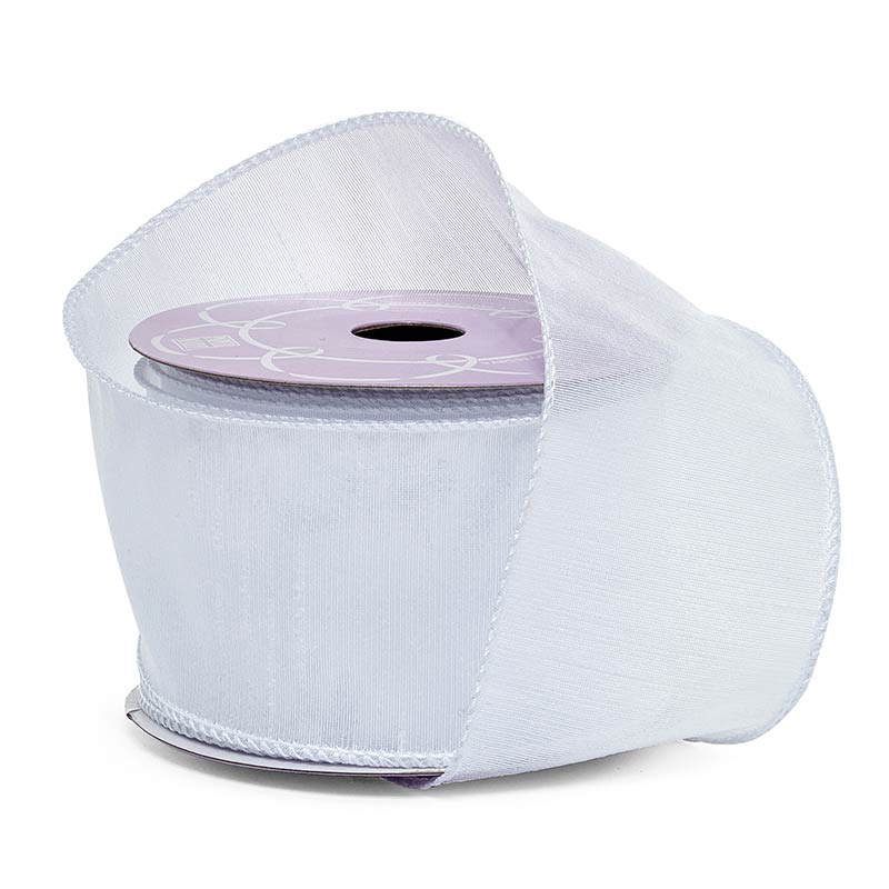 Uli Dupioni Ribbon 2 1/2 '' X 10 yd White Color 1 / roll