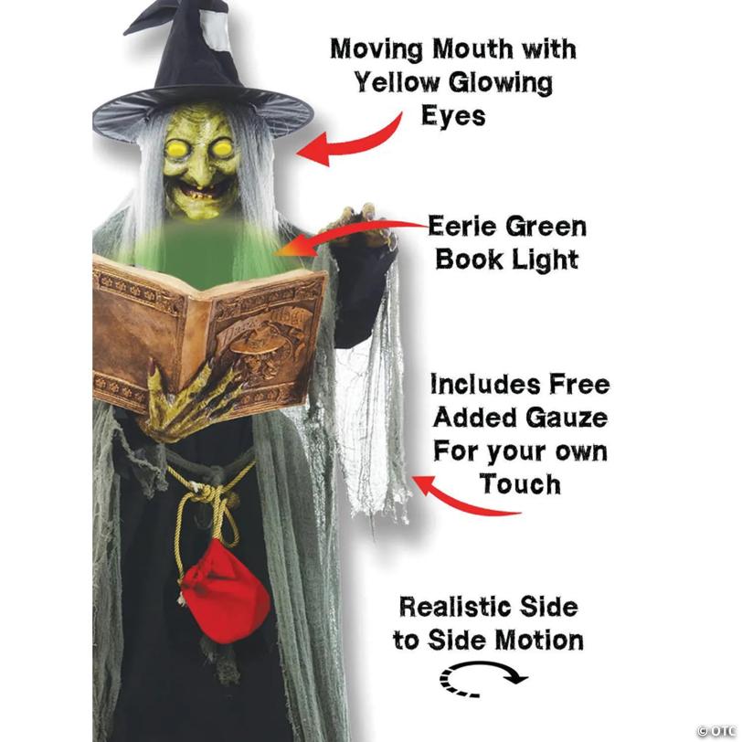 5.7' Animated Spell-Speaking Witch Halloween Decoration