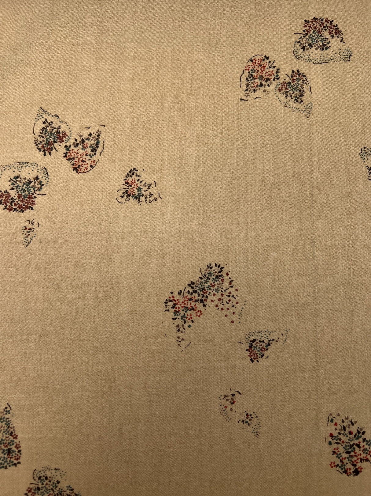 Printed Beige Wool Fabric