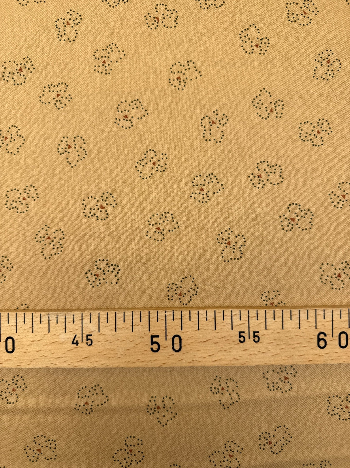 Wool Beige Printed Fabric