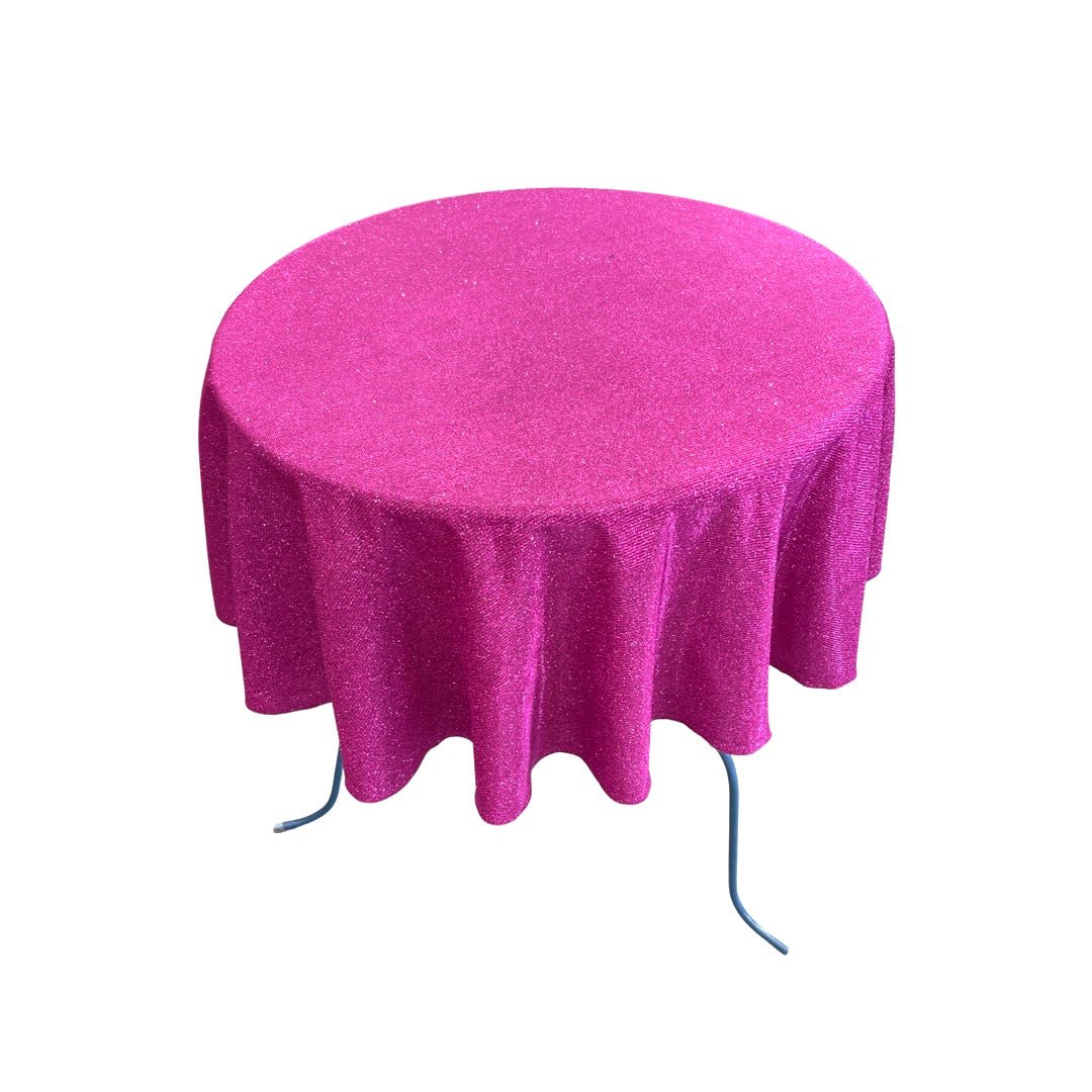 Glitter Shimmer Tablecloth Fabric - Full Covered Glitter Shimmer, 58" Round (1 Piece)