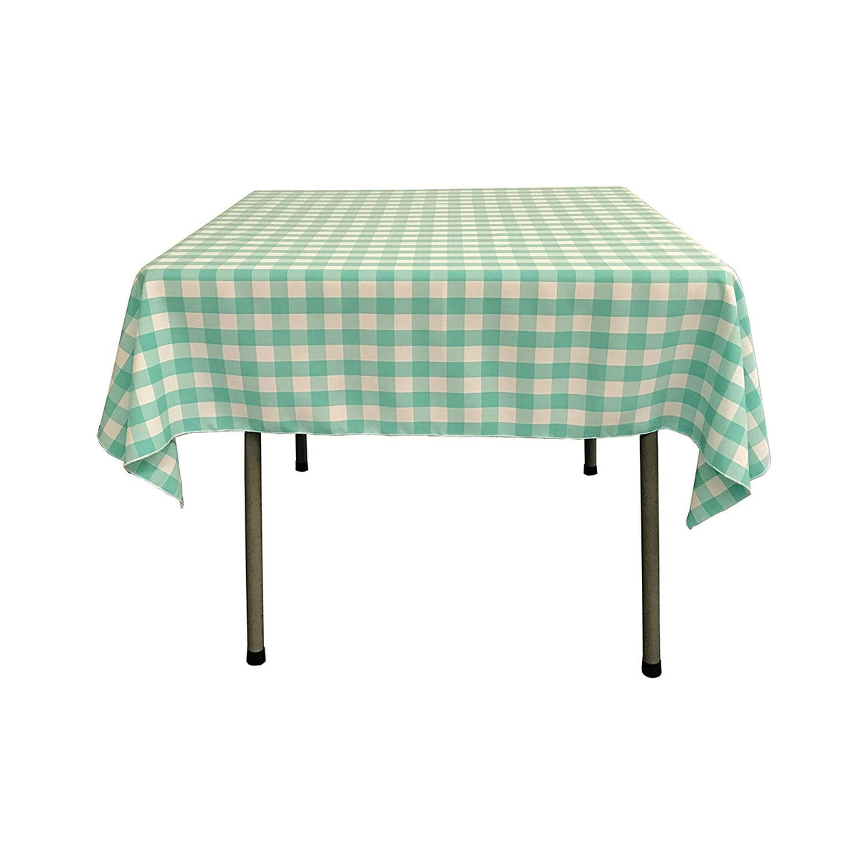 Polyester Poplin Gingham Fabric - Checkered Plaid, 58" X 58" Square Tablecloth, 6" Drop (1 Unit)