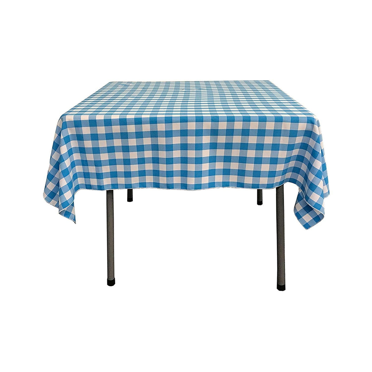 Polyester Poplin Gingham Fabric - Checkered Plaid, 58" X 58" Square Tablecloth, 6" Drop (1 Unit)