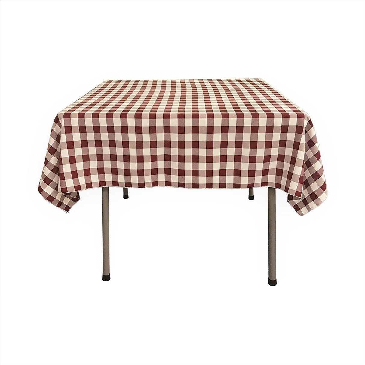 Polyester Poplin Gingham Fabric - Checkered Plaid, 58" X 58" Square Tablecloth, 6" Drop (1 Unit)