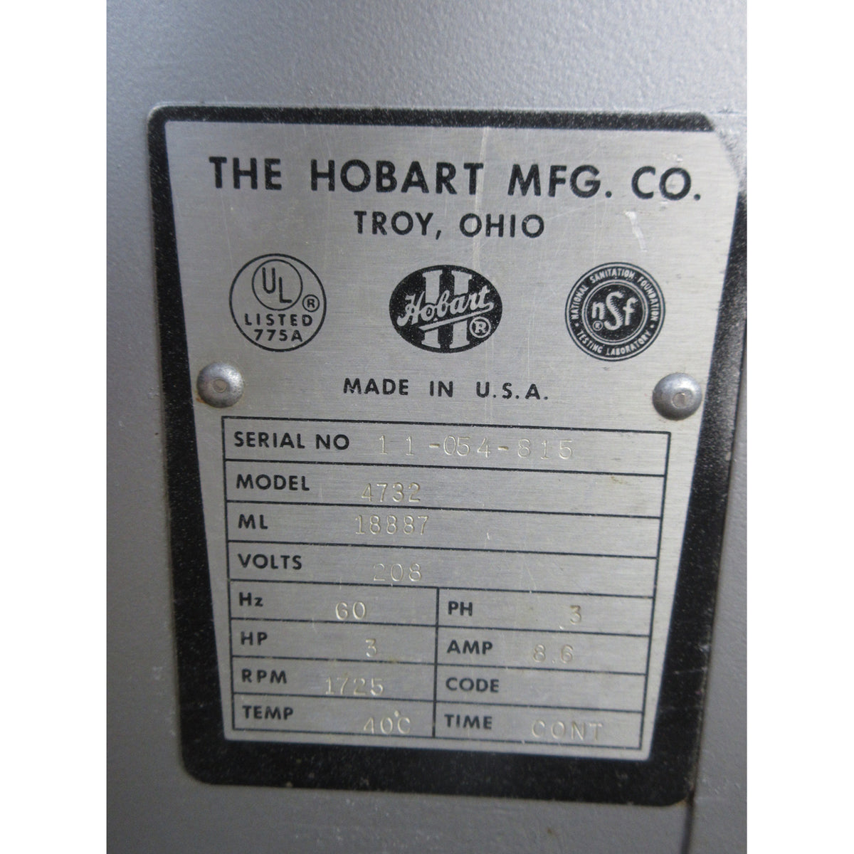 Hobart 4732 Meat Grinder, Used Excellent Condition