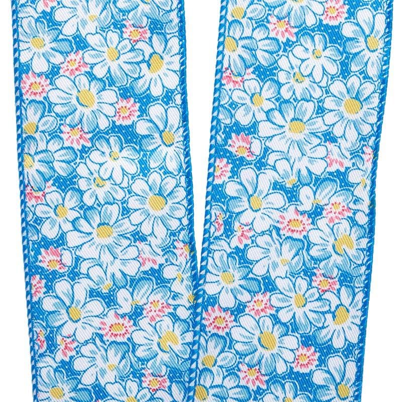 Spring Daisies On Wired Ribbon 2 1/2 '' X 10 yd - 1 / ROLL
