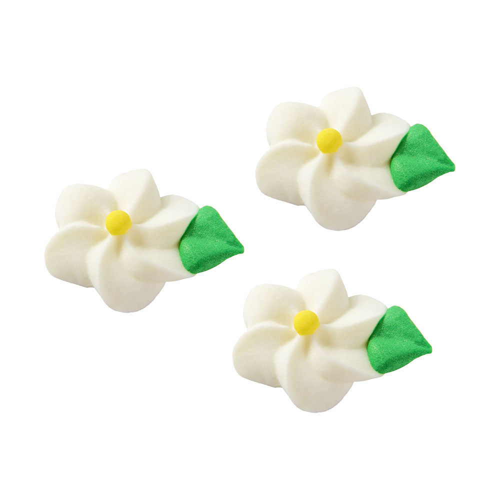 O'Creme White Royal Icing Mini Swirl Flower, Set of 24
