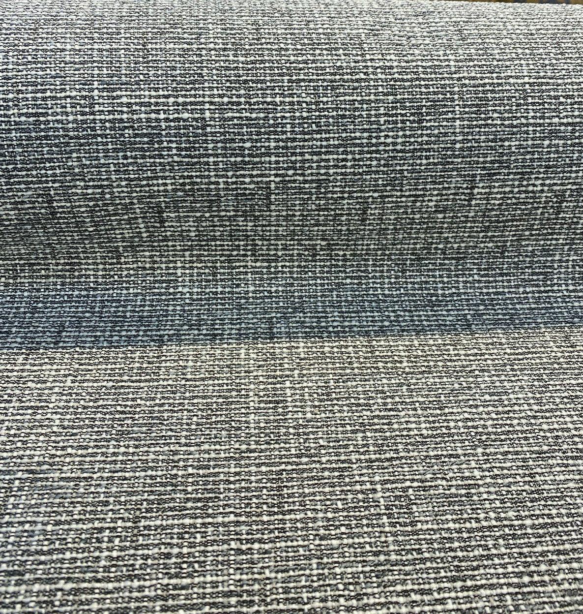 Rhapsody Onyx Latex Backed Chenille Tweed Upholstery Fabric - Onyx Black, White/Offwhite, Textured Tweed Feel, 55" Width (1 Yard)