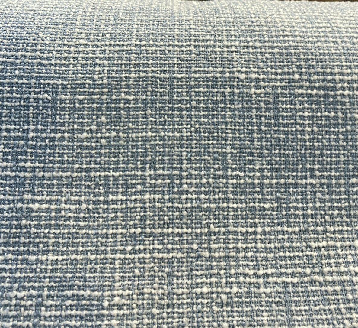 Rhapsody Blue Sky Latex Backed Chenille Tweed Upholstery Fabric - Sky Blue/Off White Beige Tweed, 55" Width (1 Yard)
