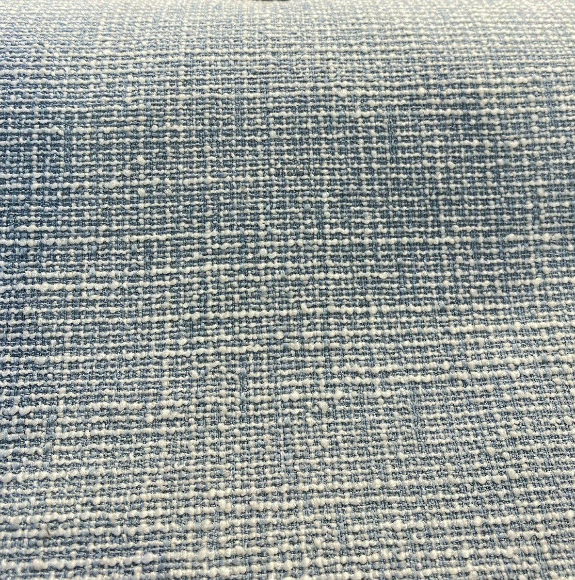 Rhapsody Blue Sky Latex Backed Chenille Tweed Upholstery Fabric - Sky Blue/Off White Beige Tweed, 55" Width (1 Yard)