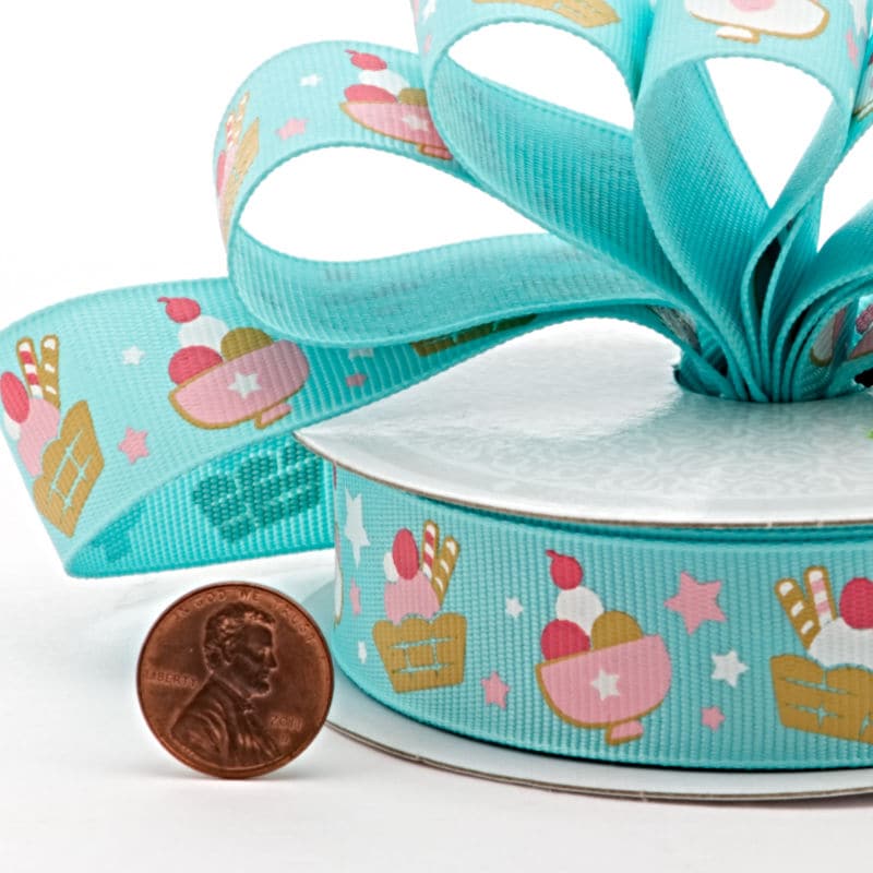 Ice Cream Grosgrain Ribbon - Aqua 7/8 '' X 10 yd - Aqua Color 1 / ROLL