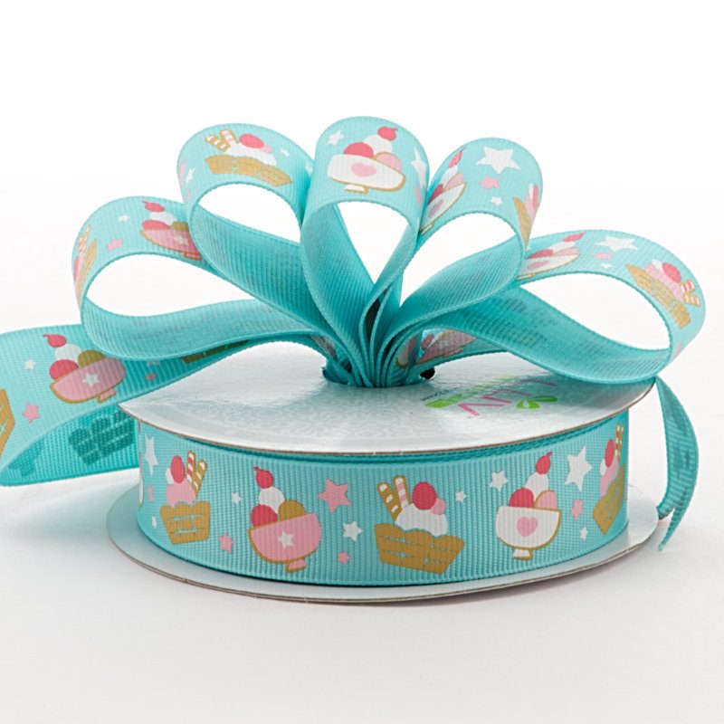 Ice Cream Grosgrain Ribbon - Aqua 7/8 '' X 10 yd - Aqua Color 1 / ROLL