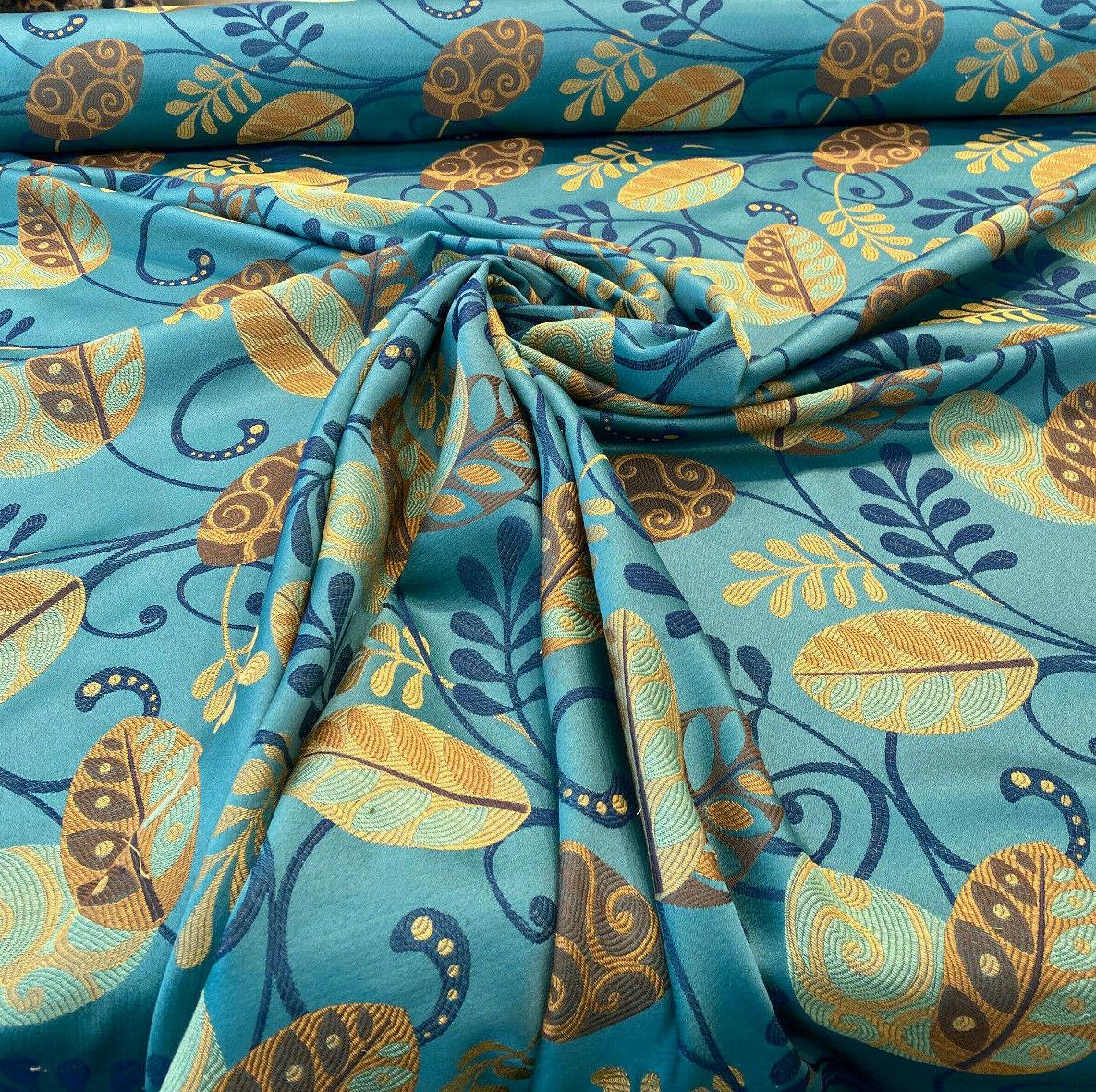 Cultivate Barrow Jacquard Fabric - Teal Floral, 13-1/2" Horizontal Repeat, 13-7/8" Vertical Repeat (1 Yard)