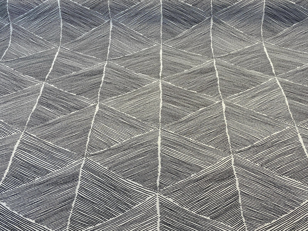Talocan Geometric Latex Backed Polyester Fabric - Onyx Black And Off White Geometric, 57" Width (By The Yard)