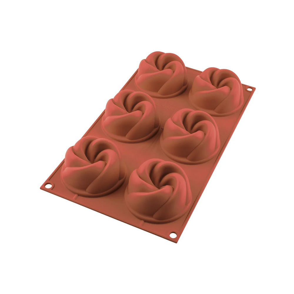 Silikomart Silicone Bake Mold Vertigo Shape 3.7 Oz, 3" Dia. x 1.5" H, 6 Cavities