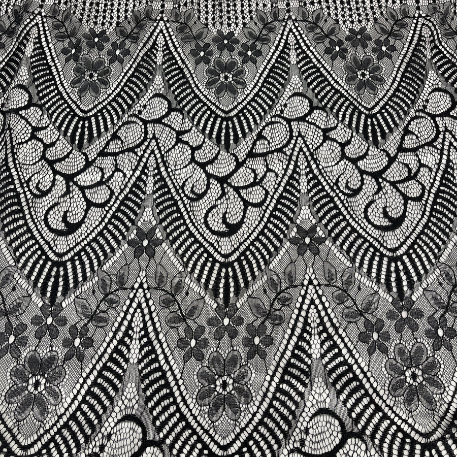 3 Yards Chantilly Embroidered Lace Fabric with Eyelash Scallop