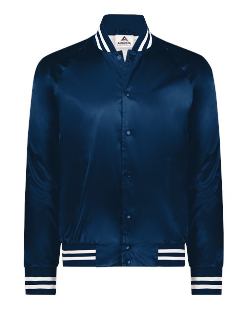 Unisex Satin Baseball Jacket with Striped Trim