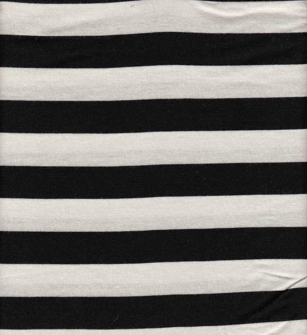 Rayon Span Stripe YD Fabric 1 Yard Black & Ivory Soft Stretch Lightweight 58/60" Wide