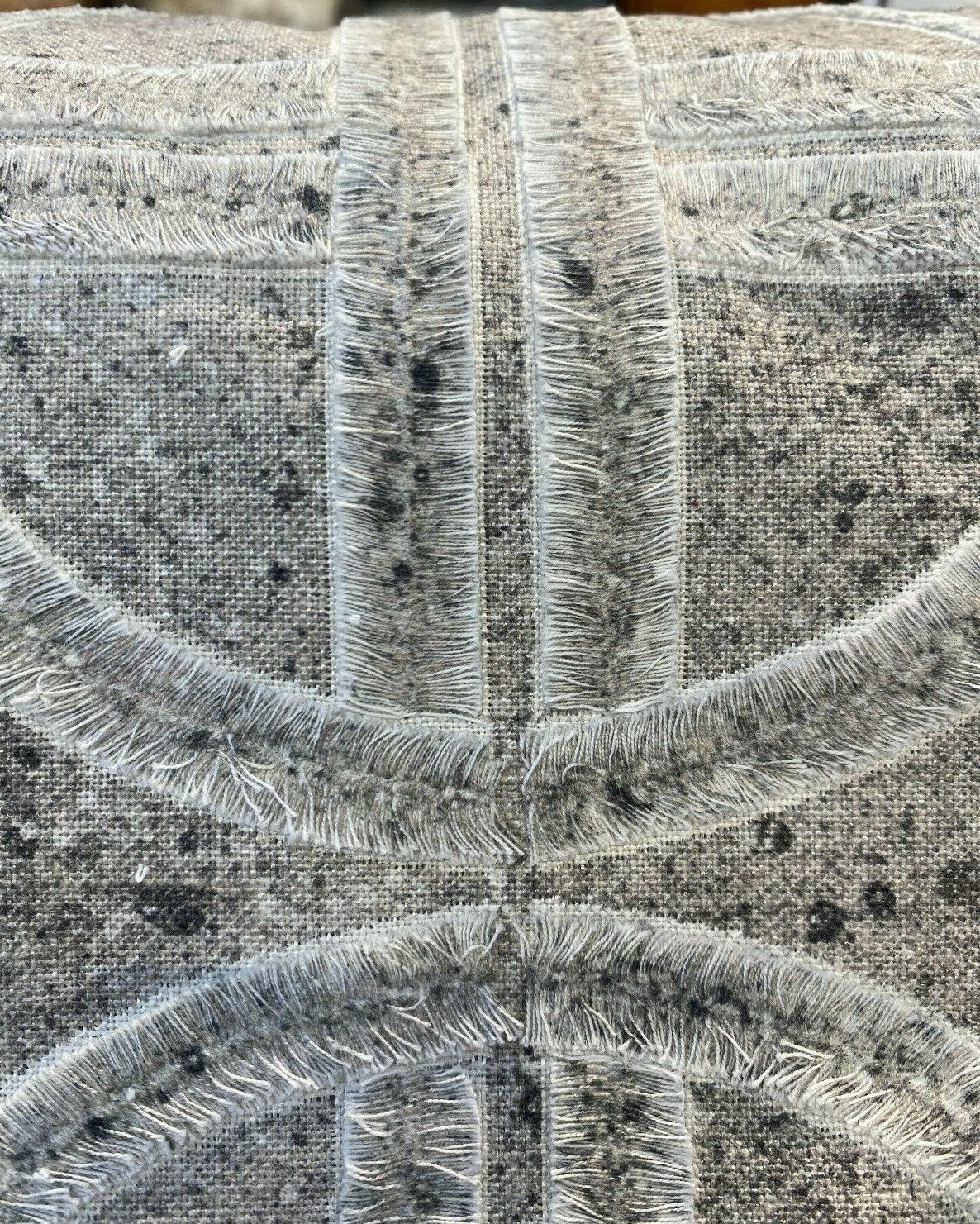 Thrill Seeker Embroidered Drapery Fabric - Stone Gray, Gray Charcoal White Off White, 54" Width (1 Yard)