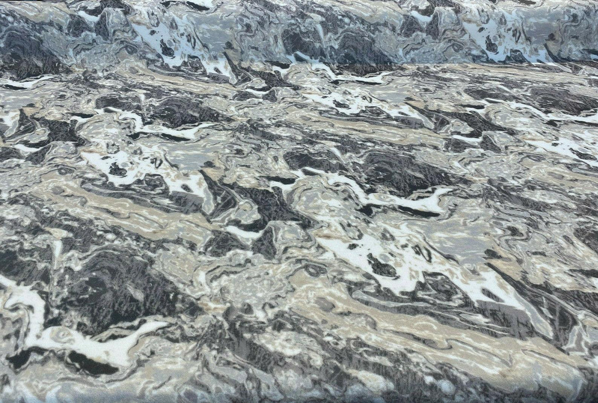 Marble Gate Velvet Fabric - Mineral Silver Marble Design, 54" Width (1 Yard)