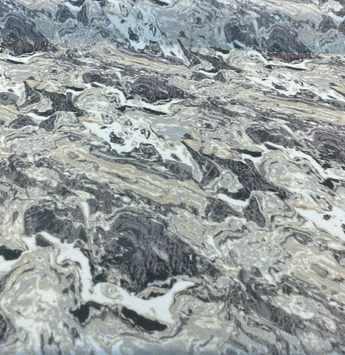 Marble Gate Velvet Fabric - Mineral Silver Marble Design, 54" Width (1 Yard)