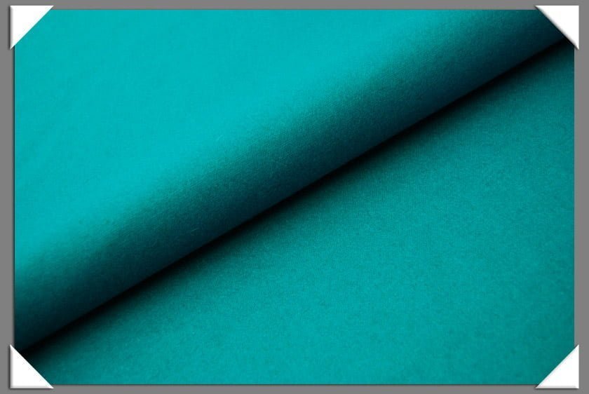 Turquoise Wool/Nylon Melton Fabric - Turquoise, Solid, 58/60" Width