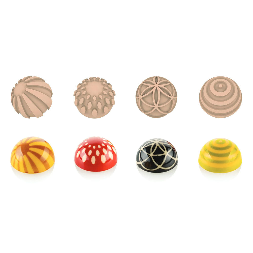 Silikomart Sphere Tritan Chocolate Mold with Chocolate Stamps, 24 Cavities