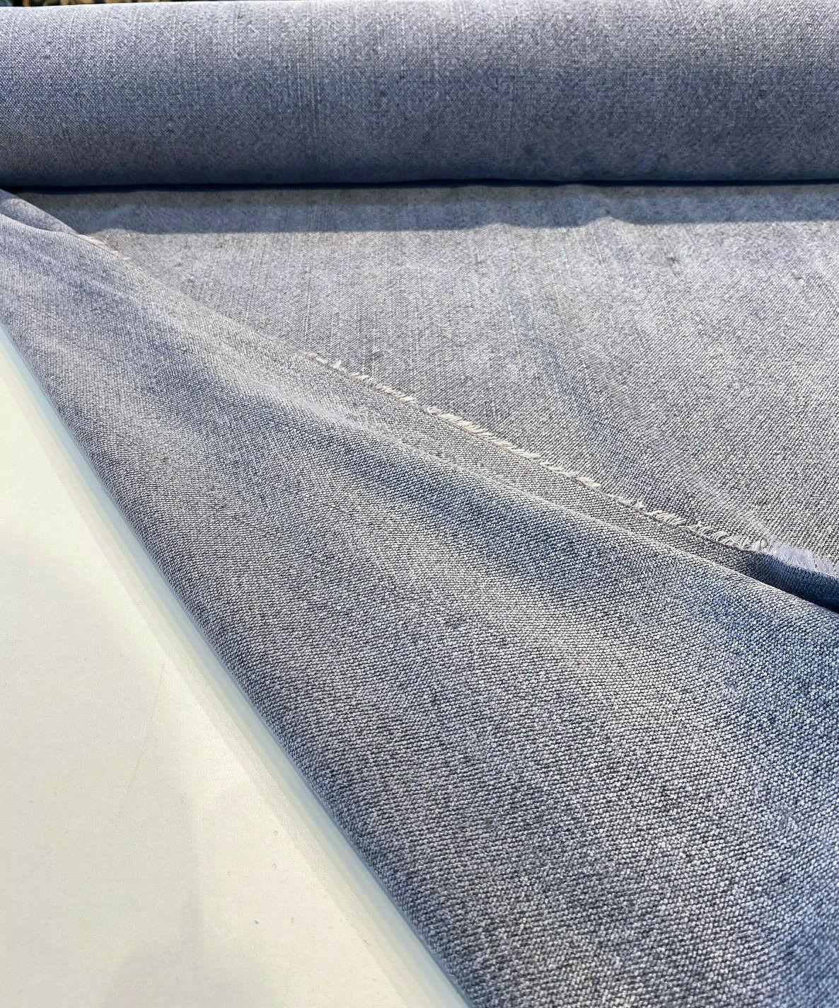 Calvin Linen Denim Blue Italian Linen Blend Fabric - Denim Blue, 56" Width, Railroaded (1 Yard)