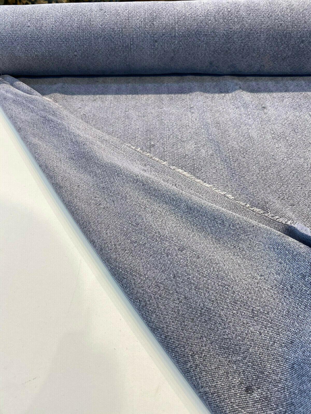 Calvin Linen Denim Blue Italian Linen Blend Fabric - Denim Blue, 56" Width, Railroaded (1 Yard)