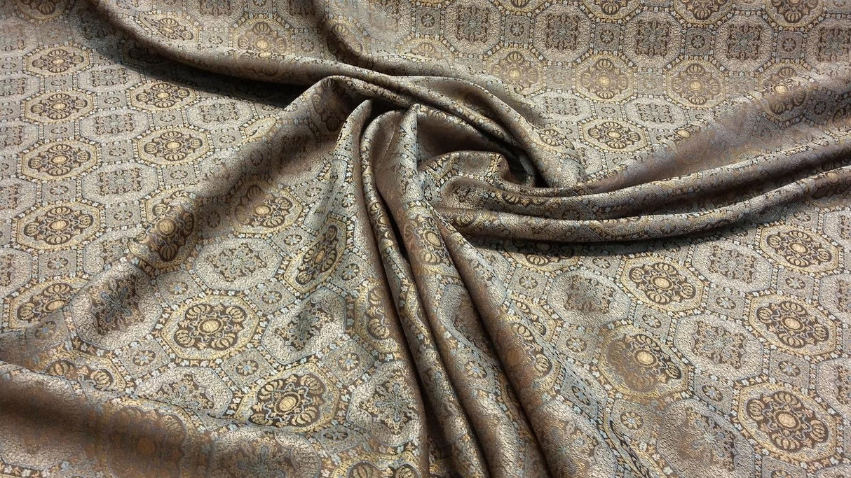 Westport Blue Polyester Jacquard Fabric - Blue Geometric Traditional, 57" Width (1 Yard)