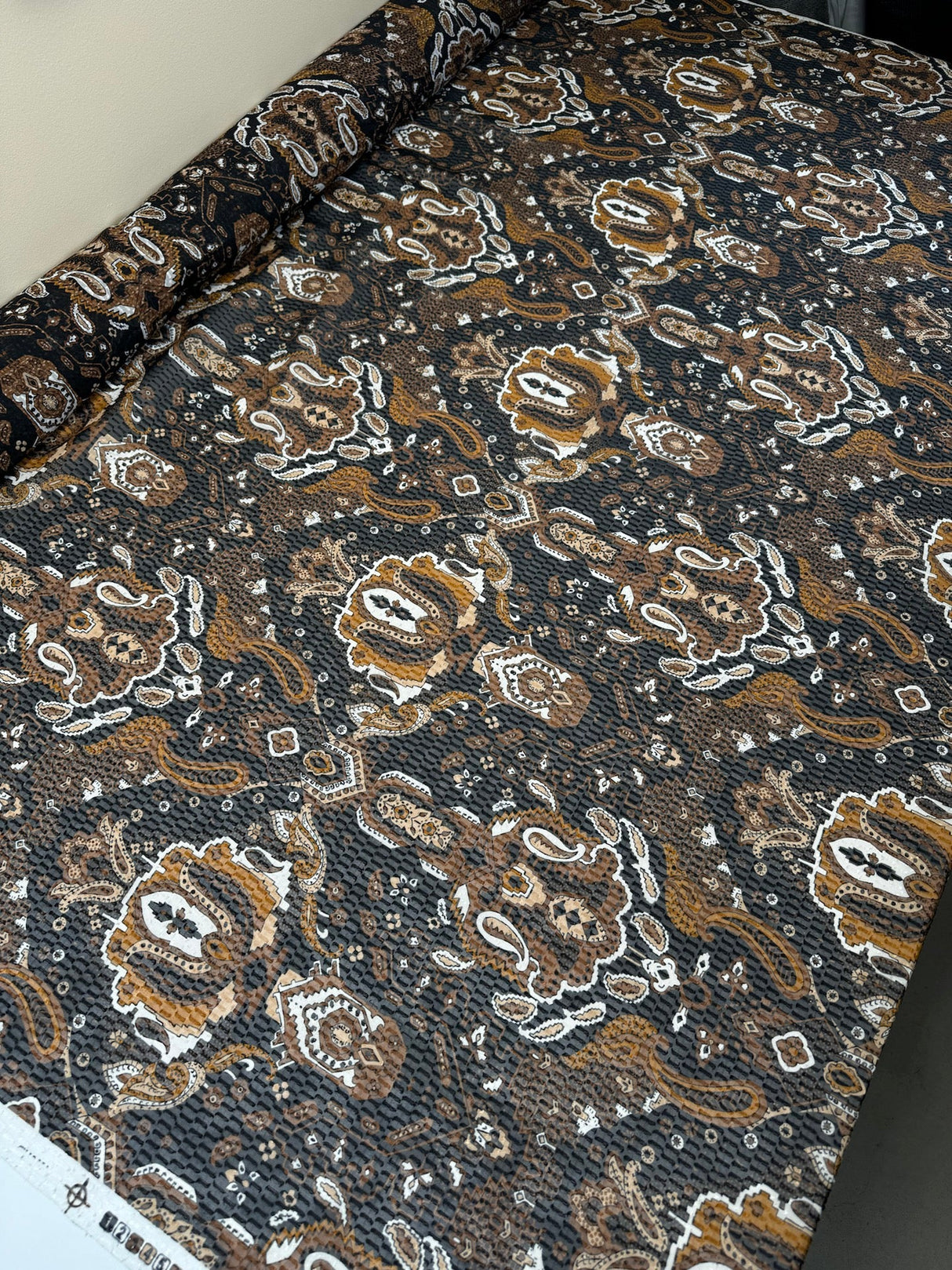 Polyester Fil Coupé Jacquard Printed Brown Black